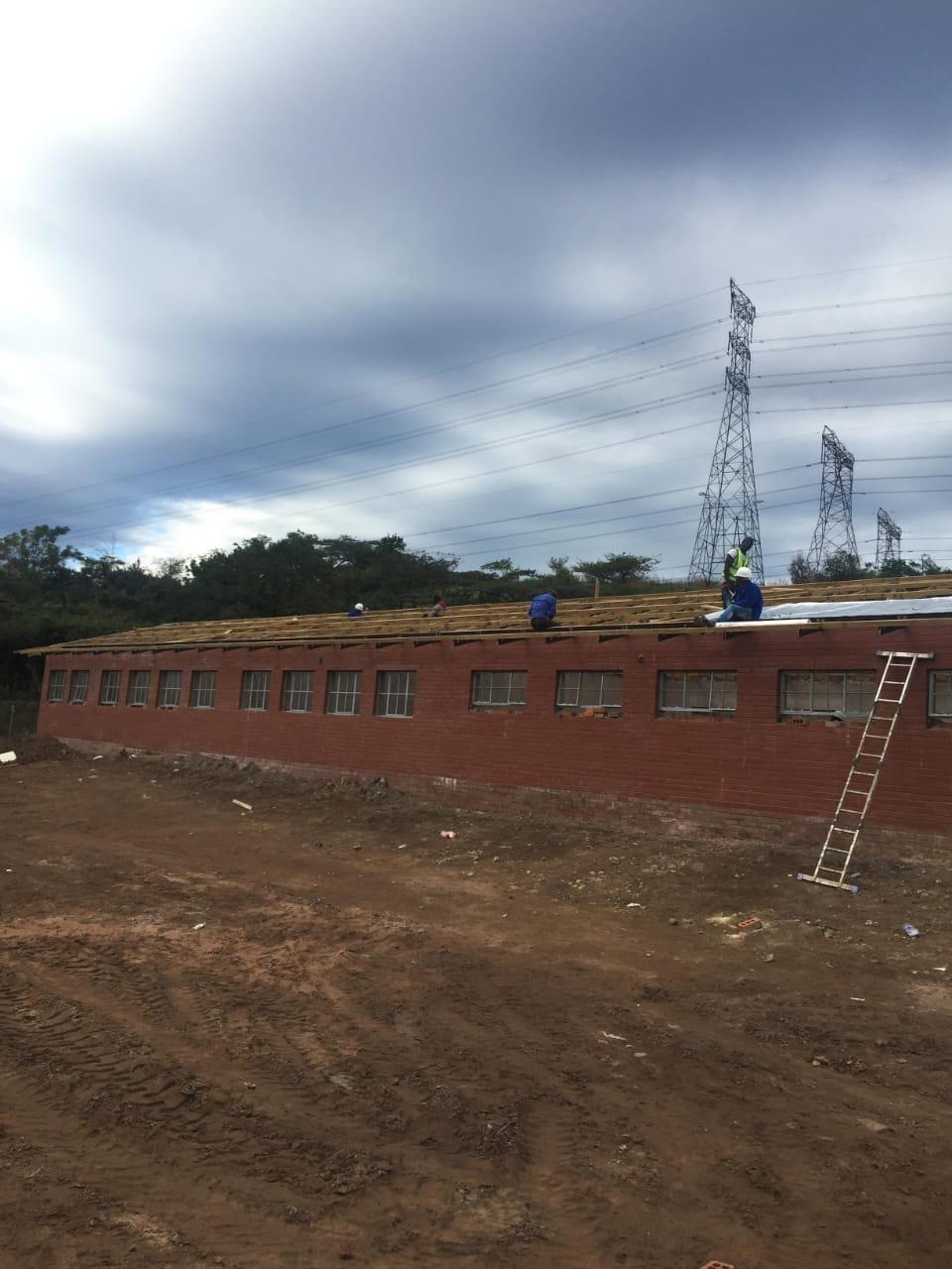 Roof structure framing in progress