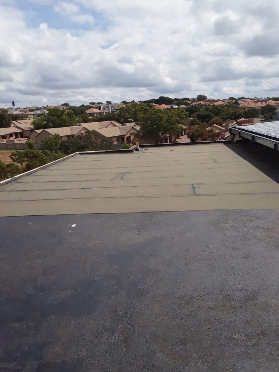 Completed flat roof waterproofing with bitumen finish